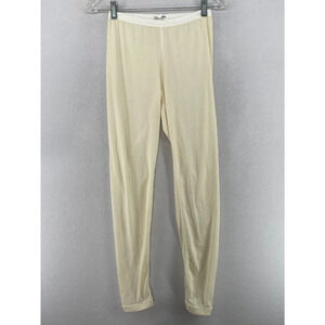 DUOFOLD Pants Womens M Stretch Base Layer Thermal Elastic Waist Off White